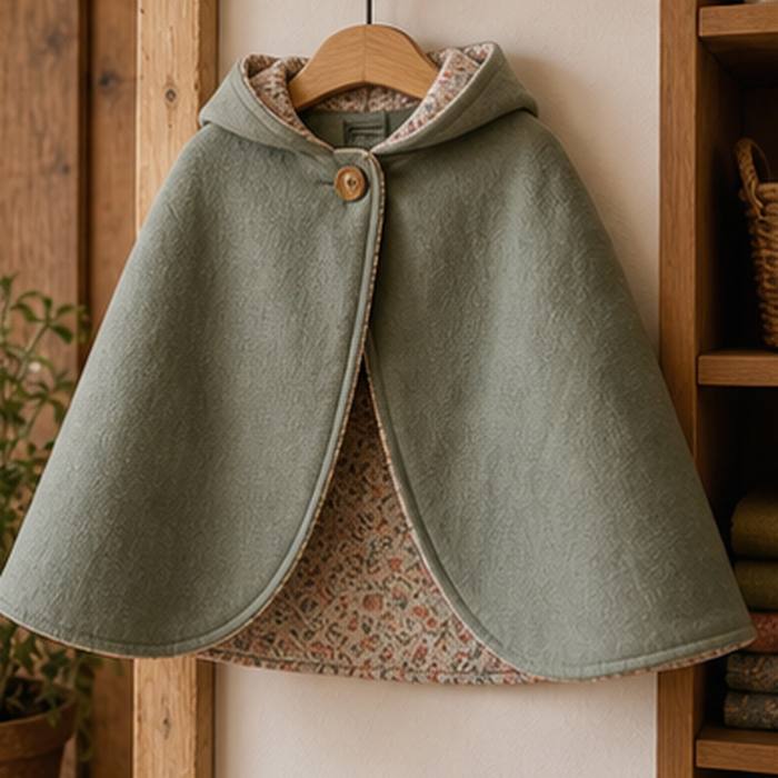 Projecte fet amb teixits de La Sabadellenca: Mantellina infantil